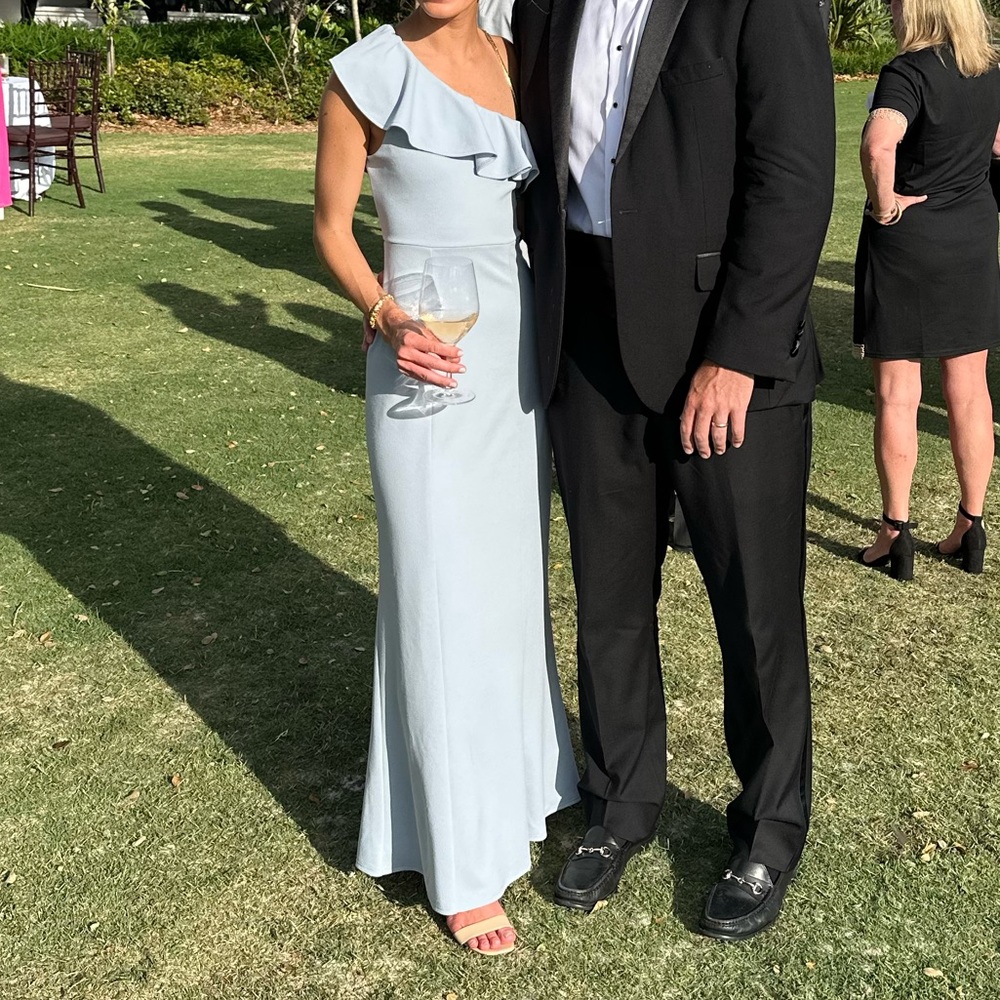 Blue one shoulder wedding guest/bridesmaid dress
